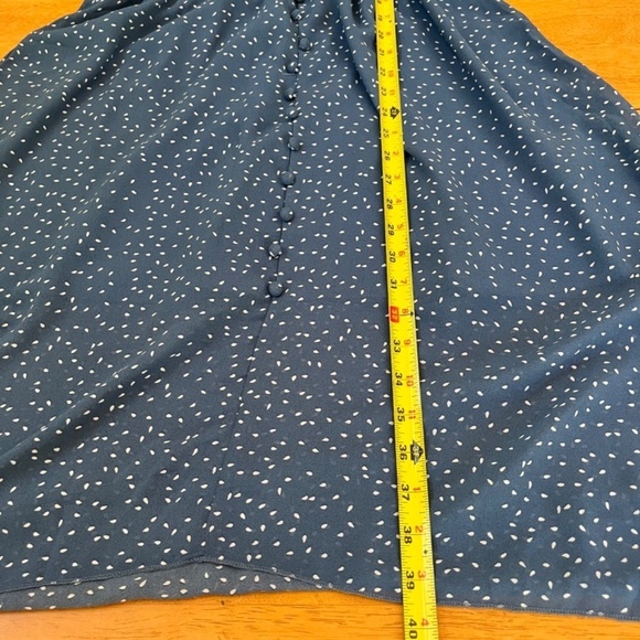 Fashion Blue V Neck Midi Sheer Lined Dress Elastic Waist Boho Chic, Size S - Picture 5 of 11